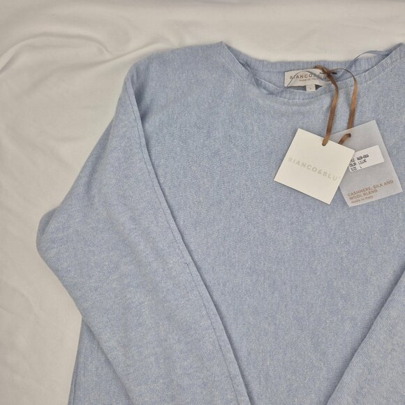 Bianco & Blue Cashmere Blend Sweater Made in Italy Size Large - Picture 5 of 12